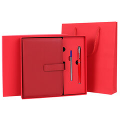 Ежедневник в подарочном наборе 5 в 1, А5, 145&times;212 мм, BRAUBERG &laquo;President&raquo;, под кожу, 160 листов, красный, 116851