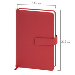 Ежедневник в подарочном наборе 5 в 1, А5, 145&times;212 мм, BRAUBERG &laquo;President&raquo;, под кожу, 160 листов, красный, 116851