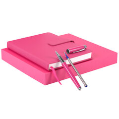 Ежедневник в подарочном наборе 5 в 1, А5, 145&times;212 мм, BRAUBERG &laquo;President&raquo;, под кожу, 160 листов, розовый, 116852