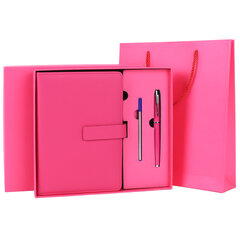 Ежедневник в подарочном наборе 5 в 1, А5, 145&times;212 мм, BRAUBERG &laquo;President&raquo;, под кожу, 160 листов, розовый, 116852