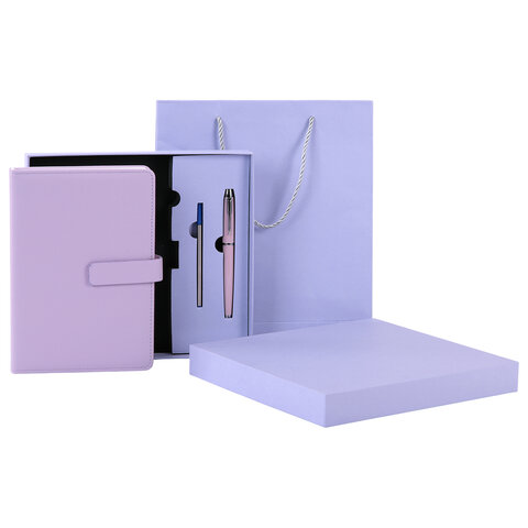 Ежедневник в подарочном наборе 5 в 1, А5, 145x212 мм, BRAUBERG "President", под кожу, 160 листов, сиреневый, 116853 - фото 9