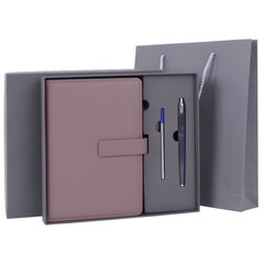 Ежедневник в подарочном наборе 5 в 1, А5, 145&times;212 мм, BRAUBERG &laquo;President&raquo;, под кожу, 160 листов, серый, 116854