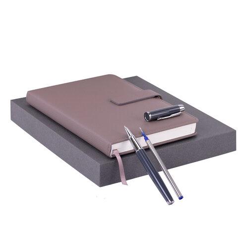 Ежедневник в подарочном наборе 5 в 1, А5, 145x212 мм, BRAUBERG "President", под кожу, 160 листов, серый, 116854 - фото 4