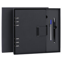 Ежедневник на кольцах в наборе с ручкой А5, 165&times;229 мм, BRAUBERG &laquo;Lux&raquo;, под кожу, 100 листов, черный, 116856