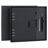 Ежедневник на кольцах в наборе с ручкой А5, 165x229 мм, BRAUBERG "Lux", под кожу, 100 листов, черный, 116856