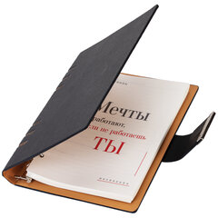 Ежедневник на кольцах в наборе с ручкой А5, 165&times;229 мм, BRAUBERG &laquo;Lux&raquo;, под кожу, 100 листов, черный, 116856