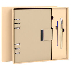 Ежедневник на кольцах в наборе с ручкой А5, 165&times;229 мм, BRAUBERG &laquo;Lux&raquo;, под кожу, 100 листов, бежевый, 116859