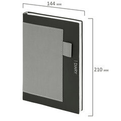 Ежедневник в наборе с ручкой А5, 144&times;210 мм, BRAUBERG &laquo;Style&raquo; под кожу, 160 листов, черный, 116860