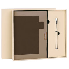 Ежедневник в наборе с ручкой А5, 144&times;210 мм, BRAUBERG &laquo;Style&raquo; под кожу, 160 листов, бежевый, 116861