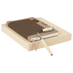 Ежедневник в наборе с ручкой А5, 144&times;210 мм, BRAUBERG &laquo;Style&raquo; под кожу, 160 листов, бежевый, 116861