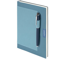 Ежедневник в наборе с ручкой А5, 144&times;210 мм, BRAUBERG &laquo;Style&raquo; под кожу, 160 листов, синий, 116862