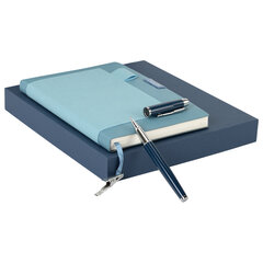 Ежедневник в наборе с ручкой А5, 144&times;210 мм, BRAUBERG &laquo;Style&raquo; под кожу, 160 листов, синий, 116862