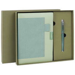 Ежедневник в наборе с ручкой А5, 144&times;210 мм, BRAUBERG &laquo;Style&raquo; под кожу, 160 листов, зелёный, 116863