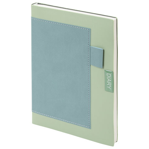 Ежедневник в наборе с ручкой А5, 144x210 мм, BRAUBERG "Style" под кожу, 160 листов, зелёный, 116863 - фото 2