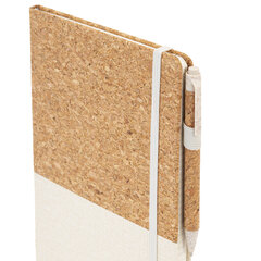 Блокнот в наборе с ручкой А5, 145&times;213 мм, BRAUBERG &laquo;Cork&raquo;, под кожу, ЭКО обложка, 80 листов, бежевый, 116864