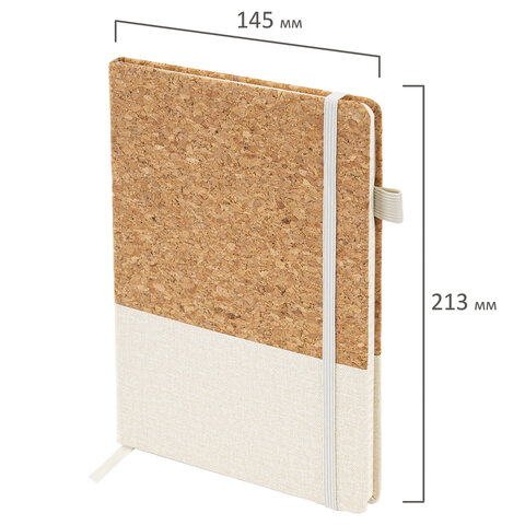 Блокнот в наборе с ручкой А5, 145х213 мм, BRAUBERG "Cork", под кожу, ЭКО обложка, 80 листов, бежевый, 116864 - фото 3