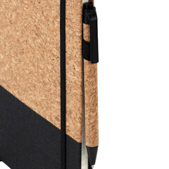 Блокнот в наборе с ручкой А5, 145&times;213 мм, BRAUBERG &laquo;Cork&raquo;, под кожу, ЭКО обложка, 80 листов, черный, 116865