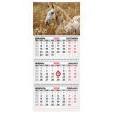 Календарь квартальный 2026 г., 3 блока, 3 гребня, магнитный курсор, мелованная бумага, BRAUBERG, "Символ года", 116906