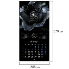 Календарь настенный перекидной 2026 г., BRAUBERG, 12 листов, 28,5&times;28,5 см, &laquo;Black esthetic&raquo;, 116927