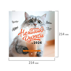 Календарь настенный перекидной 2026 г., BRAUBERG, 12 листов, 21,4&times;21,4 см, МИНИ, &laquo;Не падай духом&raquo;, 116942