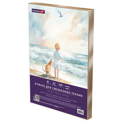 Бумага для смешанных техник (акварель/<wbr/>карандаш/<wbr/>пастель) MixMedia, 200 г/<wbr/>м<sup>2</sup>, А3, 40 л. в коробе, BRAUBERG ART CLASSIC, &laquo;Море&raquo;, 116966