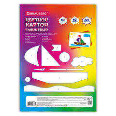 Картон цветной А4 МЕЛОВАННЫЙ ВОЛШЕБНЫЙ 10 листов, 10 цветов, кросс-серия &laquo;МОНСТРИКИ&raquo;, 200&times;290 мм, BRAUBERG, 116992