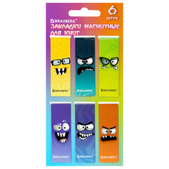 Закладки для книг МАГНИТНЫЕ, &laquo;МОНСТРИКИ&raquo;, набор 6 штук, 60&times;20 мм, BRAUBERG, 116995