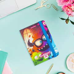 Блокнот с резинкой в клетку 96 л., МАЛЫЙ ФОРМАТ А6, 109&times;148 мм, BRAUBERG, кросс-серия &laquo;МОНСТРИКИ&raquo;, 117001