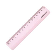 Линейка пластиковая 15 см BRAUBERG "PASTEL", тонированная, ассорти, 117012