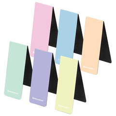 Закладки для книг МАГНИТНЫЕ, &laquo;PASTEL&raquo;, набор 6 штук, 60&times;20 мм, BRAUBERG, 117013