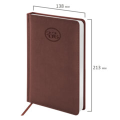 Ежедневник датированный 2026, А5, 138&times;213 мм, BRAUBERG &laquo;Favorite&raquo;, под кожу, коричневый, 117035
