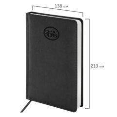 Ежедневник датированный 2026, А5, 138&times;213 мм, BRAUBERG &laquo;Favorite&raquo;, под кожу, черный, 117037