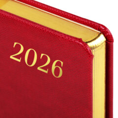 Ежедневник датированный 2026 А5 138&times;213 мм, BRAUBERG &laquo;Iguana&raquo;, под кожу, красный, 117055