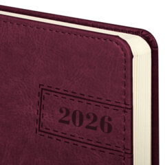 Ежедневник датированный 2026 А5 138&times;213 мм, BRAUBERG &laquo;Imperial&raquo;, под кожу, бордо, 117060
