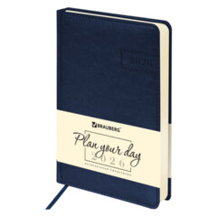 Ежедневник датированный 2026 А5 138&times;213 мм, BRAUBERG &laquo;Imperial&raquo;, под кожу, синий, 117062