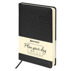 Ежедневник датированный 2026 А5 138&times;213 мм, BRAUBERG &laquo;Imperial&raquo;, под кожу, черный, 117063