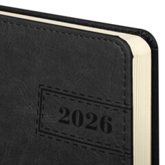 Ежедневник датированный 2026 А5 138&times;213 мм, BRAUBERG &laquo;Imperial&raquo;, под кожу, черный, 117063