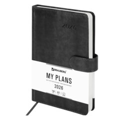 Ежедневник датированный 2026 А5 138&times;213 мм, BRAUBERG &laquo;Legend&raquo;, под кожу, застежка, серый, 117068