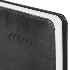Ежедневник датированный 2026 А5 138&times;213 мм, BRAUBERG &laquo;Legend&raquo;, под кожу, застежка, серый, 117068