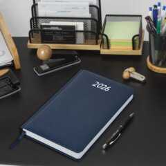 Ежедневник датированный 2026, А5, 138&times;213 мм, BRAUBERG &laquo;Profile&raquo;, балакрон, синий, 117073