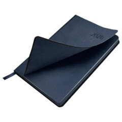 Ежедневник датированный 2026 А5 138&times;213 мм, BRAUBERG &laquo;Stylish&raquo;, под кожу, гибкий, темно-синий, 117096