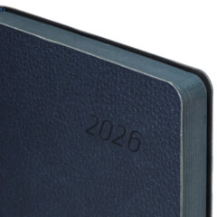Ежедневник датированный 2026 А5 138&times;213 мм, BRAUBERG &laquo;Stylish&raquo;, под кожу, гибкий, темно-синий, 117096