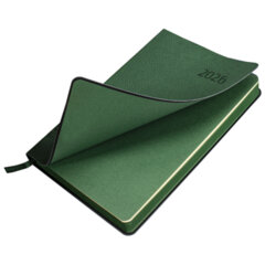 Ежедневник датированный 2026 А5 138&times;213 мм, BRAUBERG &laquo;Stylish&raquo;, под кожу, гибкий, зеленый, 117102