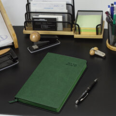 Ежедневник датированный 2026 А5 138&times;213 мм, BRAUBERG &laquo;Stylish&raquo;, под кожу, гибкий, зеленый, 117102