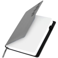 Ежедневник датированный 2026, А5, 150&times;213 мм, BRAUBERG &laquo;Up&raquo;, под кожу, софт-тач, держатель для ручки, серый, 117119