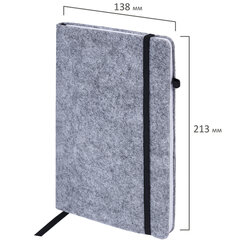 Блокнот А5 138&times;213 мм BRAUBERG &laquo;Voylok&raquo;, войлок, резинка, держатель, 80 л., клетка, серый, 117135