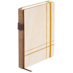 Ежедневник недатированный, А5, 145&times;210 мм, BRAUBERG &laquo;Natural&raquo;, резинка-фиксатор, держатель для ручки, 160 л., деревянный, 117136