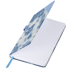 Блокнот А5 135&times;210 мм BRAUBERG &laquo;Denim&raquo;, ткань/<wbr/>экокожа, резинка, держатель, 80 л., клетка, голубой, 117138