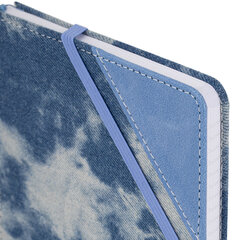 Блокнот А5 135&times;210 мм BRAUBERG &laquo;Denim&raquo;, ткань/<wbr/>экокожа, резинка, держатель, 80 л., клетка, голубой, 117138