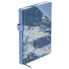 Блокнот А5 135&times;210 мм BRAUBERG &laquo;Denim&raquo;, ткань/<wbr/>экокожа, резинка, держатель, 80 л., клетка, голубой, 117138